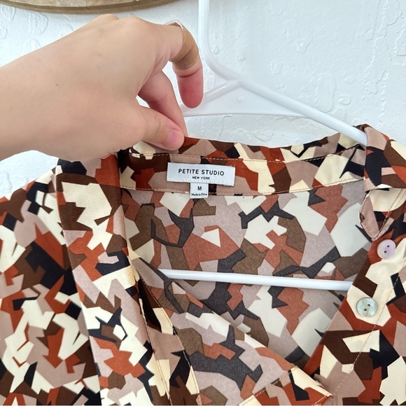 Petite Studio Alexa Dress Abstract Button Front Asymmetrical Midi Size M - Picture 7 of 10